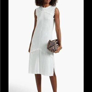Derek Lam 10 Crosby Crochet Trim Jersey Maxi‎ Dress S/P White